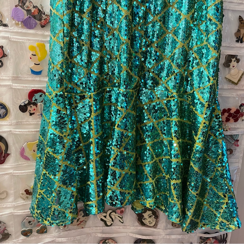 NWT Disney Princess Unique Vintage Ariel Green & Gold Sequin
Dress - Picture 10 of 13